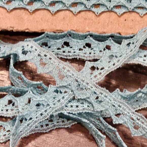 Aqua Blue/Green Scalloped Raschel Lace Edging Trim - 5/16" x 6 Yards - Picture 4 of 5